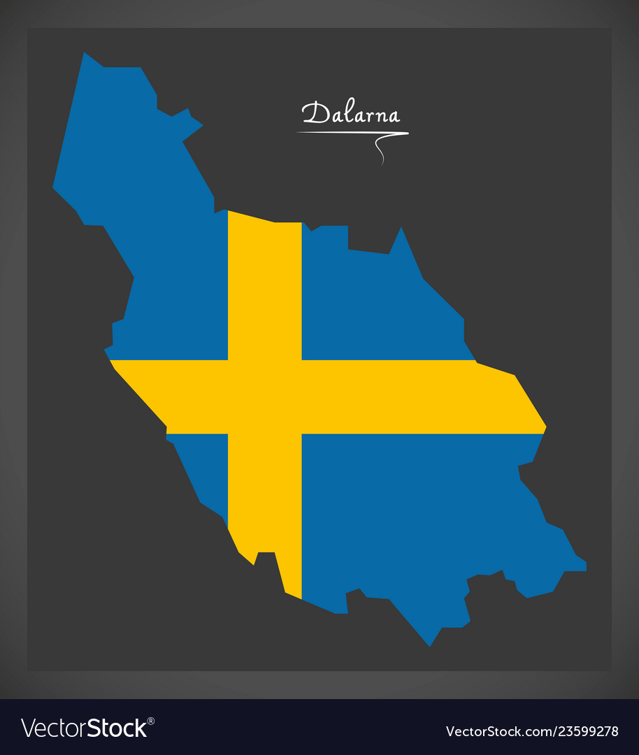 Dalarna map of sweden with swedish national flag Vector Image