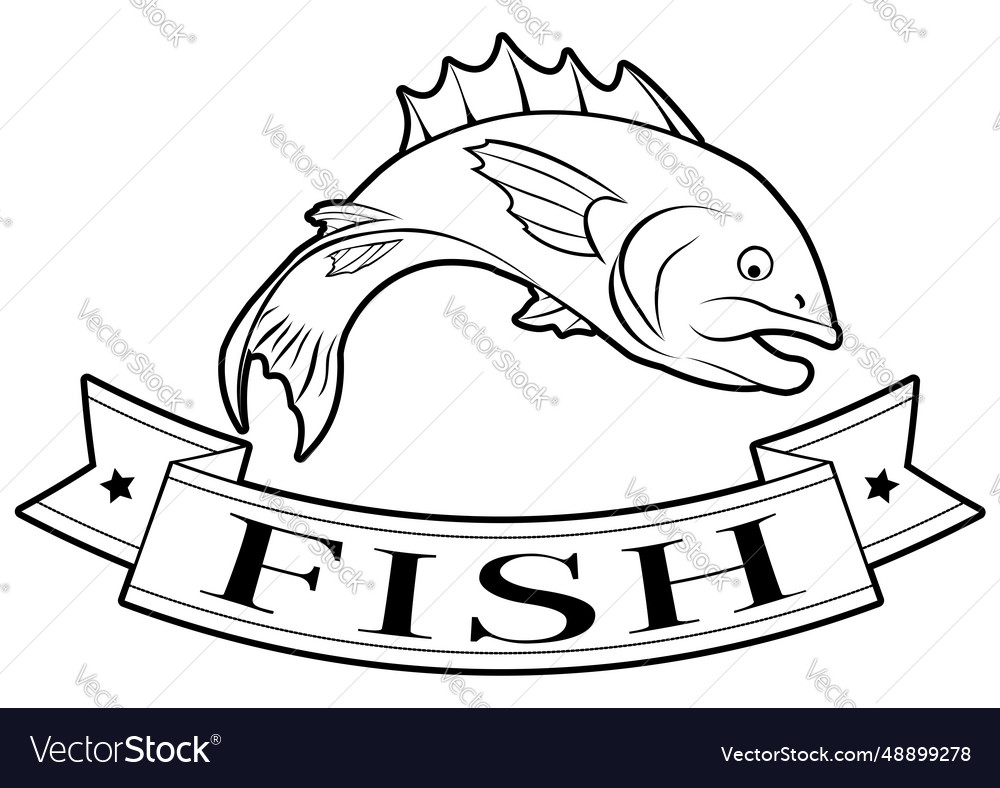 Fish food label Royalty Free Vector Image - VectorStock