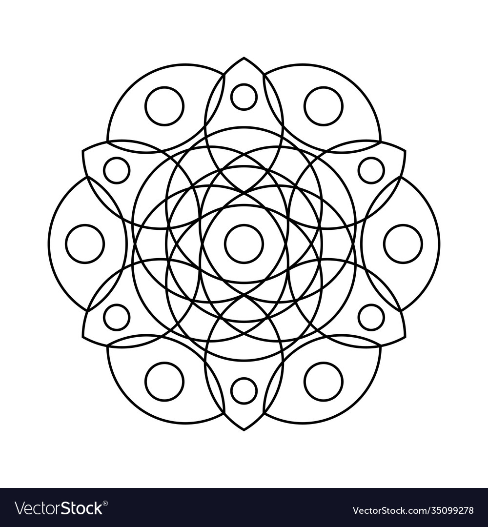 Geometric pinion circle mandala coloring Vector Image