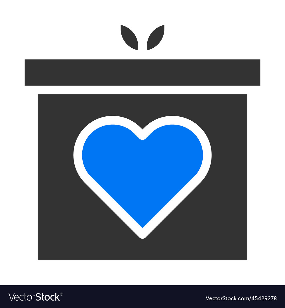 Gift solid blue grey valentine and logo icon new Vector Image