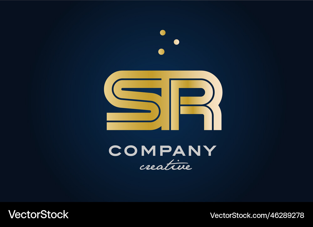 Gold golden sr combination alphabet bold letter Vector Image