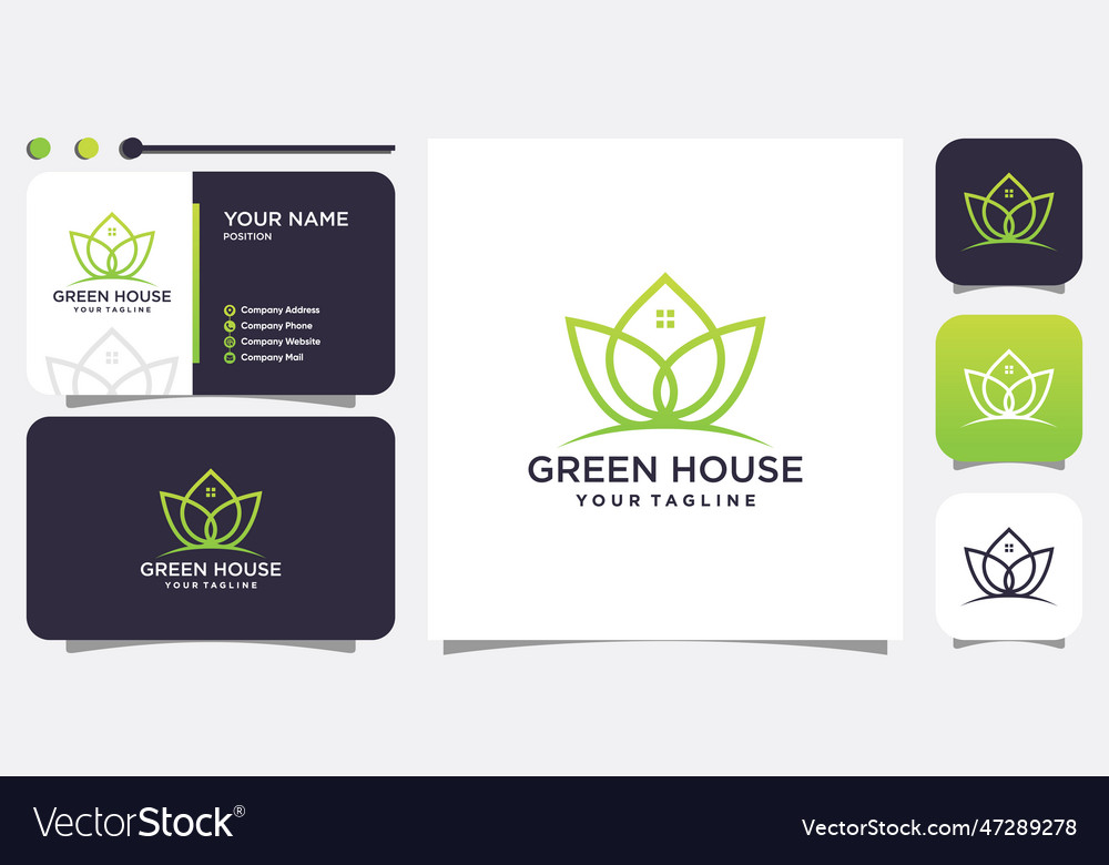 Green house logo with fresh concept premium