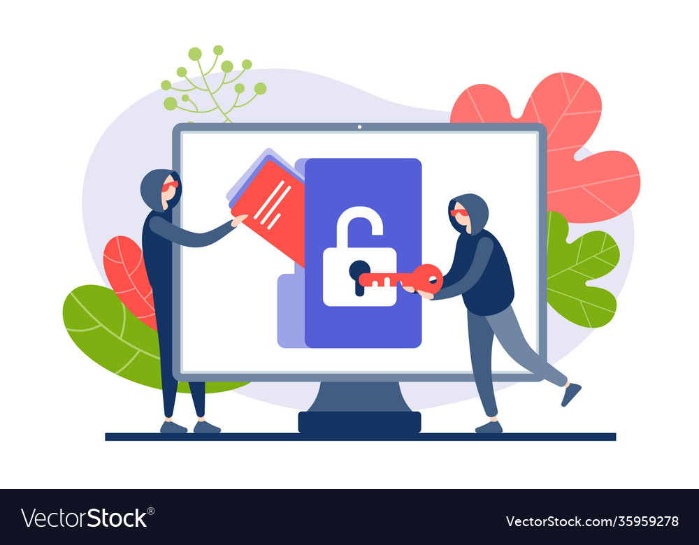 Hacker hacken und stehlen Web-Informationen Wohnung Vector Image Hacker hacken und stehlen Web-Informationen Wohnung