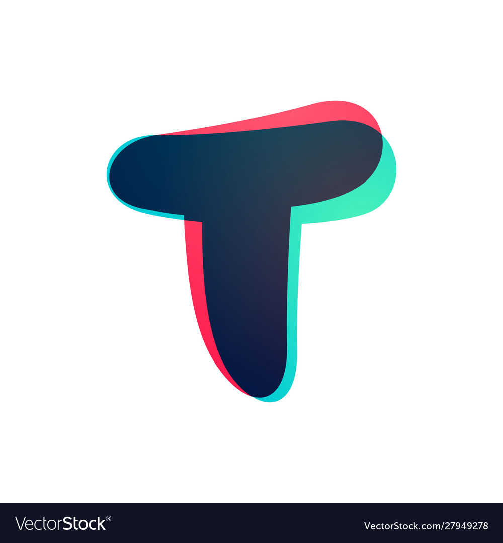 Overlapping gradient letter t logotype