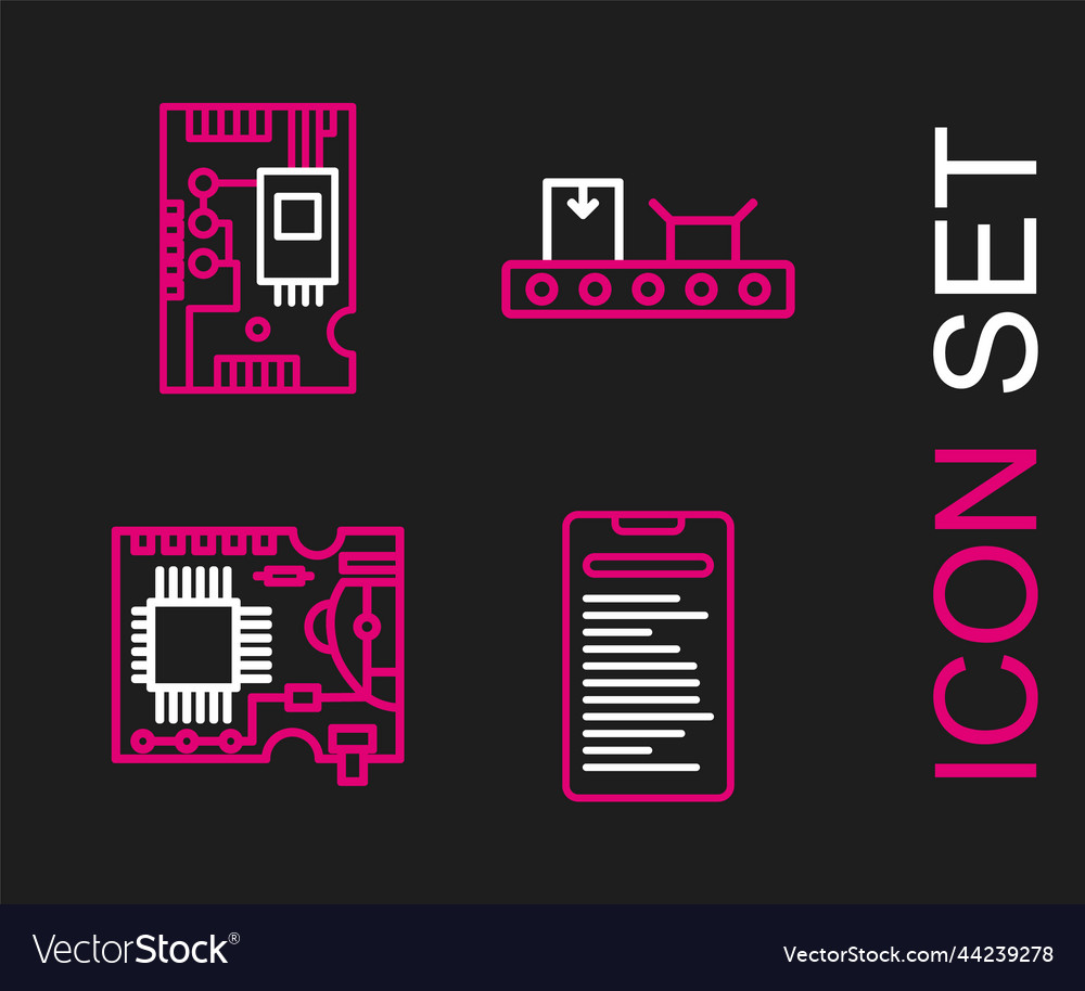 Set line computer api interface printed circuit vector image Set line computer api interface printed circuit