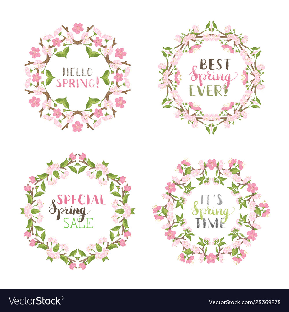 Set spring frames vector image Set spring frames