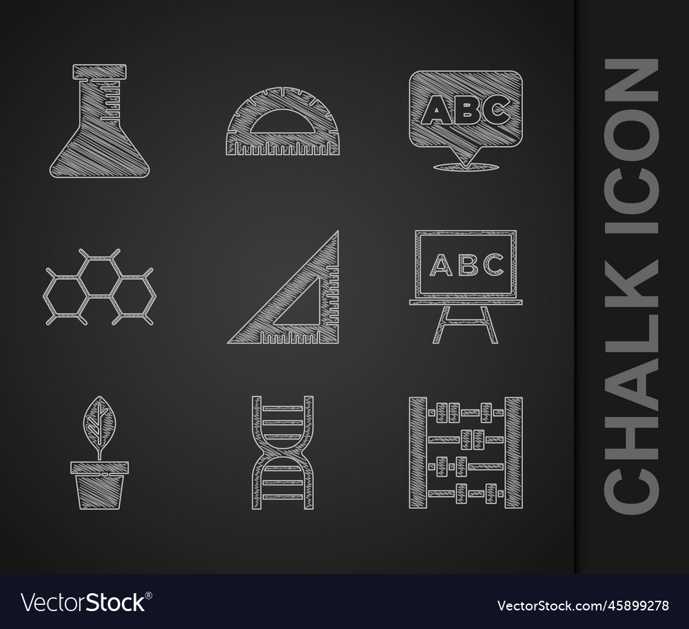 Set triangular ruler dna symbol abacus vector image Set triangular ruler dna symbol abacus