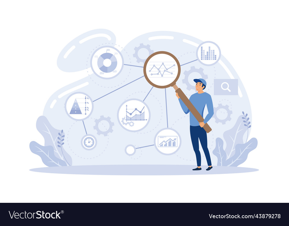 Technical trader analyzing stock chart crypto vector image Technical trader analyzing stock chart crypto