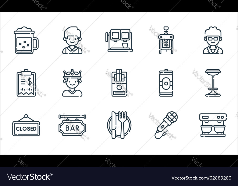 Bar line icons linear set quality vector image Bar line icons linear set quality