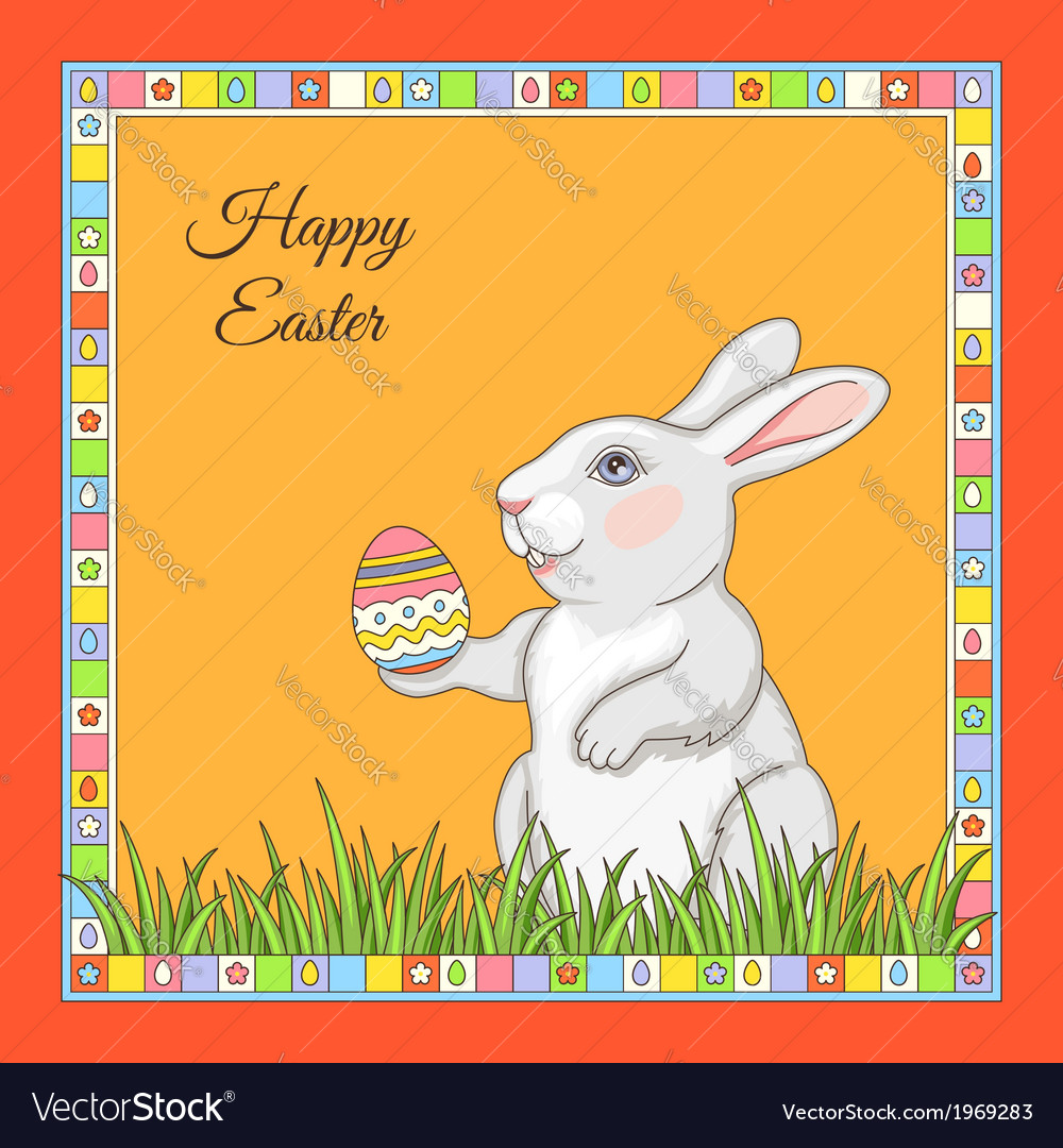 Cartoon rabbit frame Royalty Free Vector Image