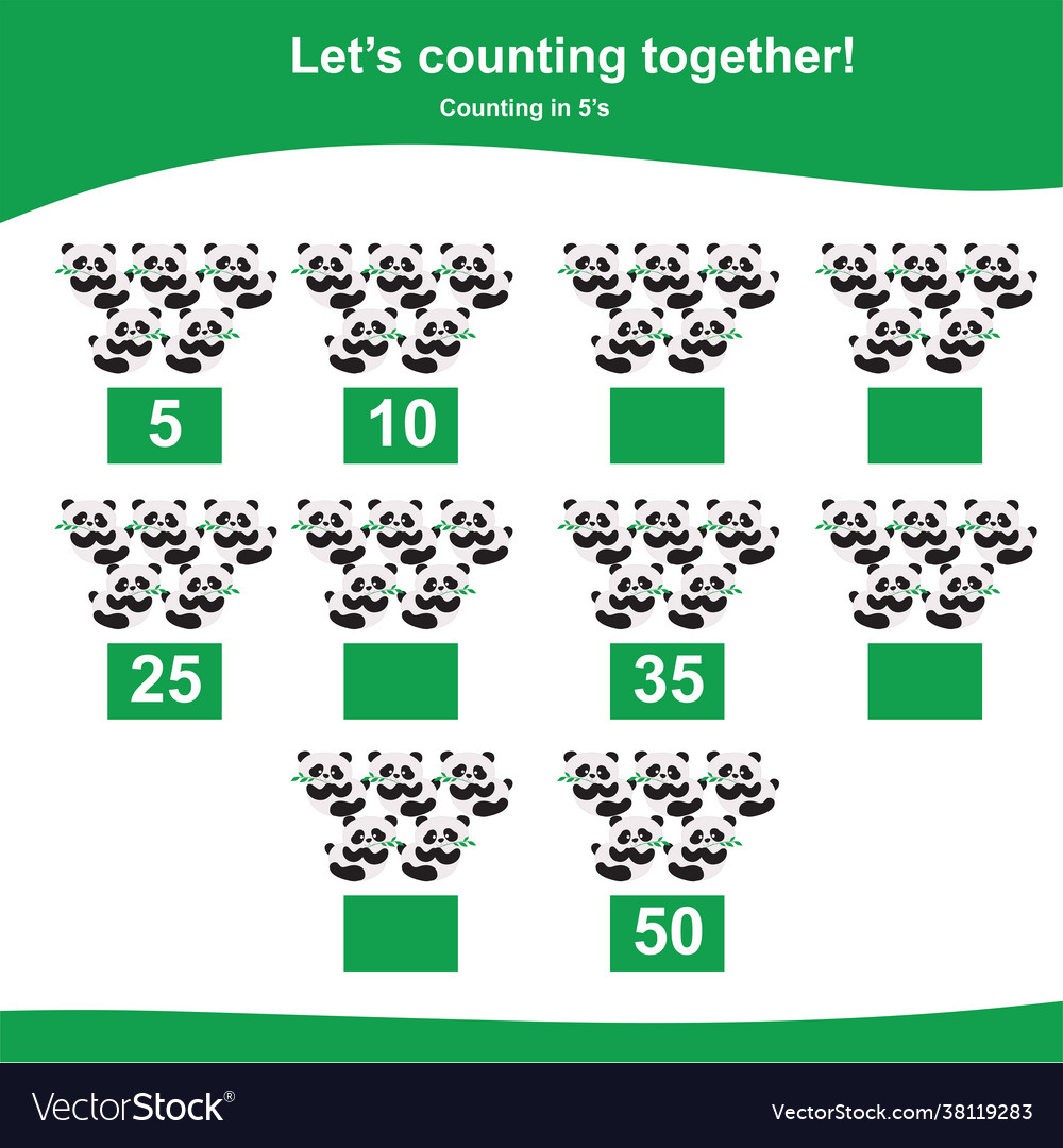Counting in 2s counting panda game Royalty Free Vector Image