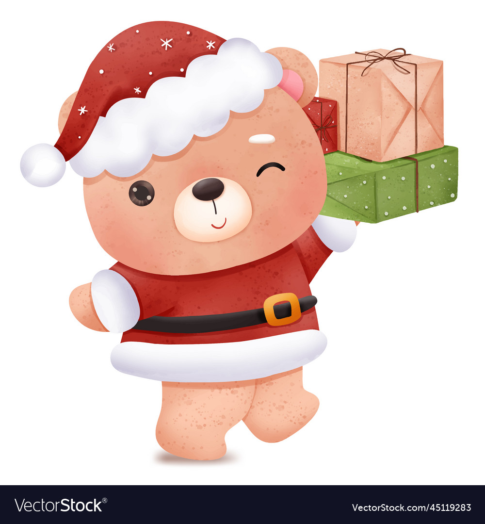 Cute christmas baby bear Royalty Free Vector Image