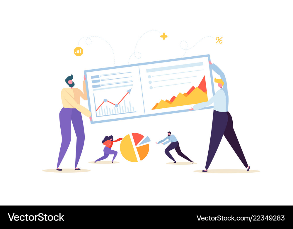 Data analysis strategy concept people characters Vector Image