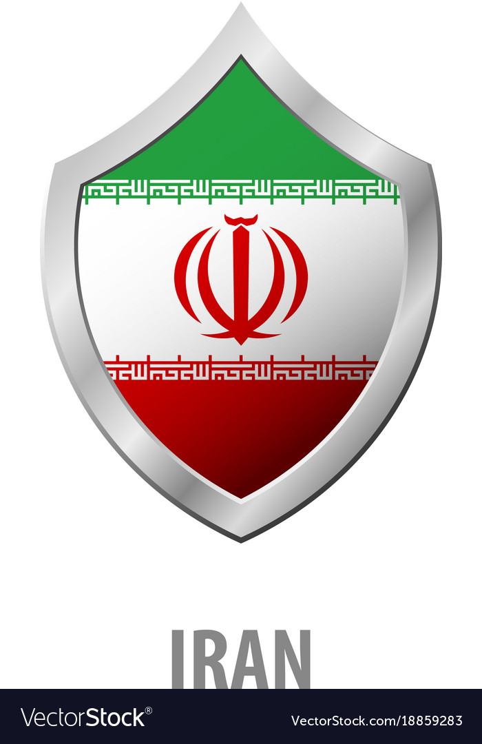 Iran flag on metal shiny shield