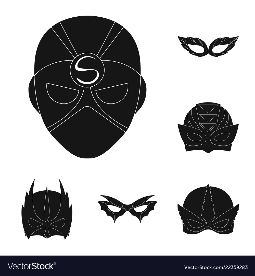 Isolated object of hero and mask logo collection vector image Isolated object of hero and mask logo collection