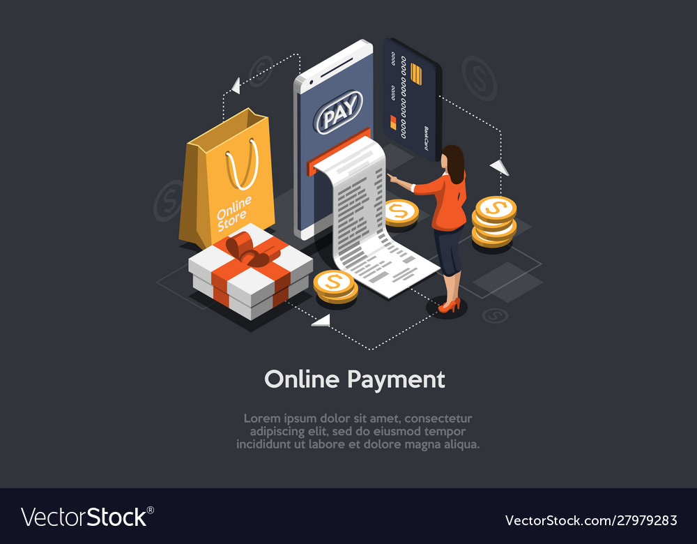 Isometric concepts mobile payments personal data vector image Isometric concepts mobile payments personal data