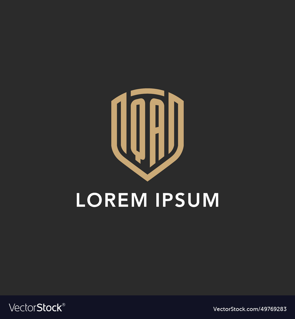 Luxury qa logo monogram shield shape monoline