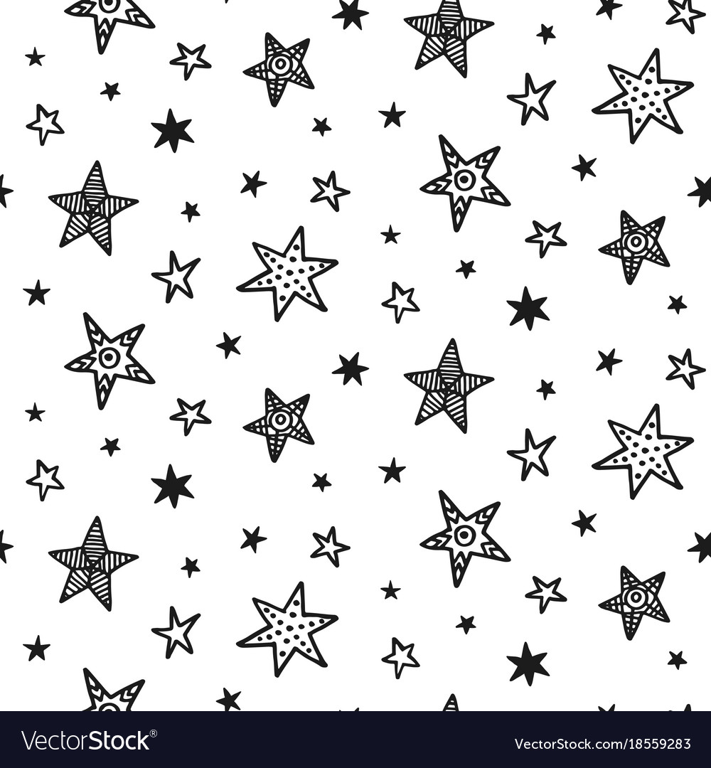 Seamless pattern with hand drawn stars Royalty Free Vector