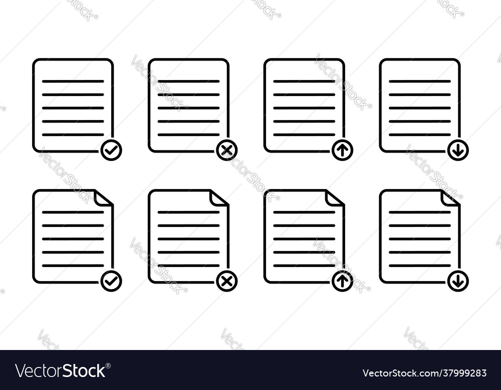 Set basic report paper or document icon