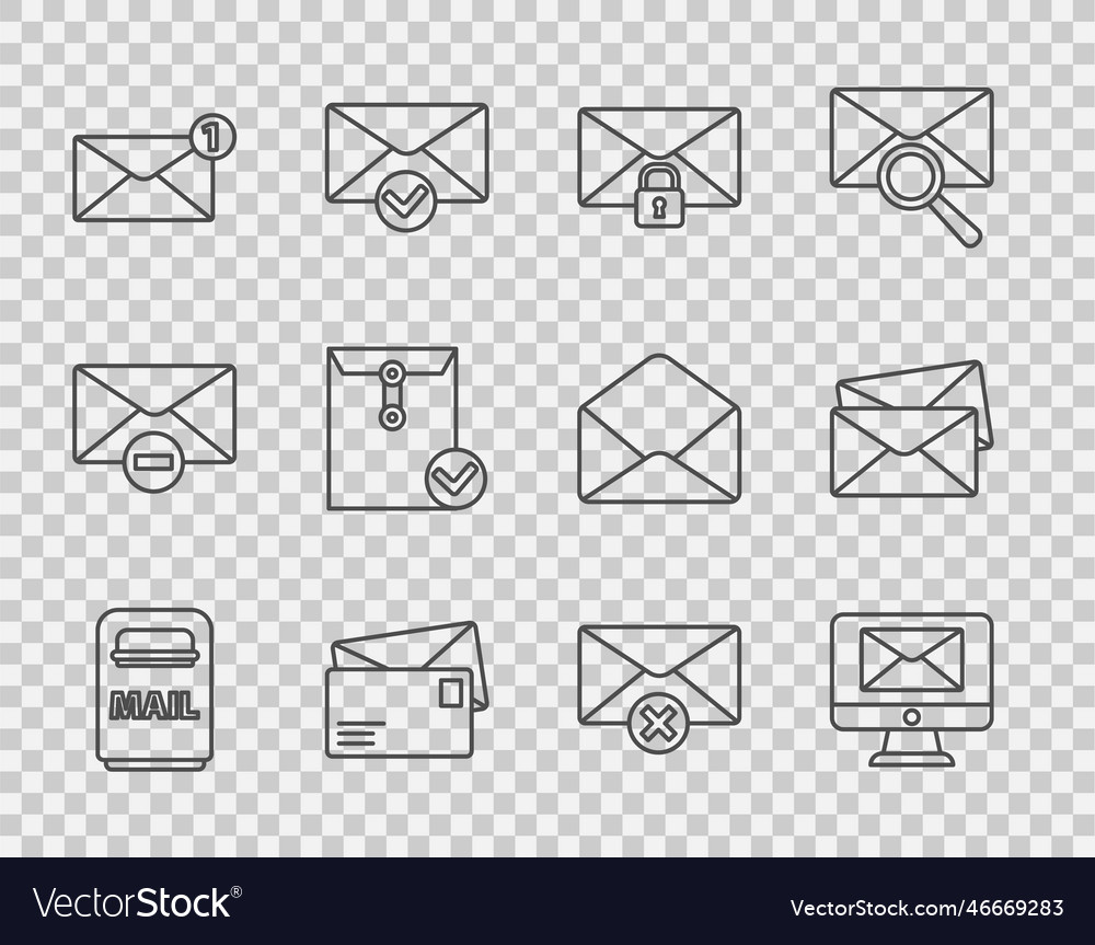 Set line mail box monitor and envelope message vector image Set line mail box monitor and envelope message