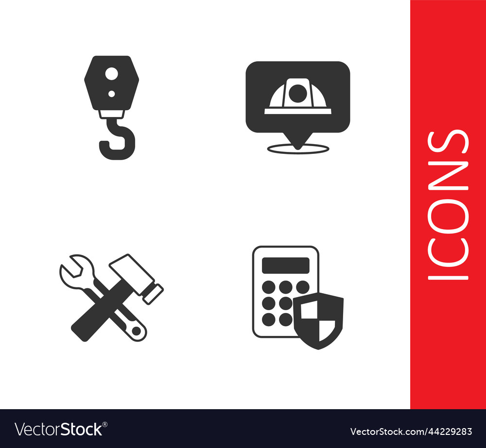 Set security keypad access panel crane hook vector image Set security keypad access panel crane hook
