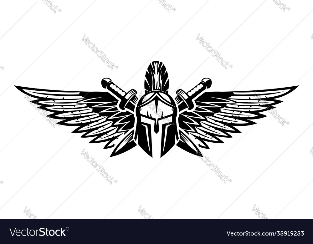 Spartan Warrior Helmet with Swords