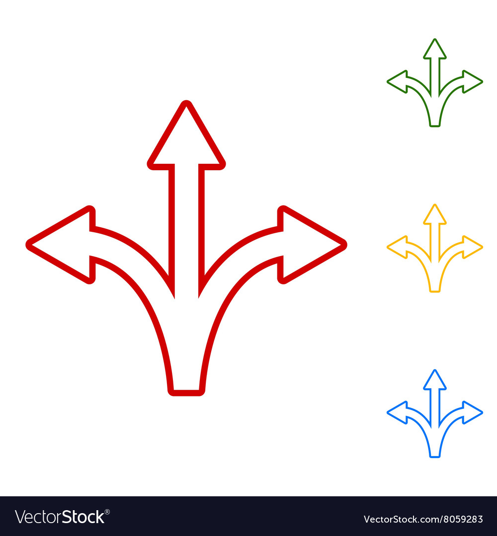 Three-way direction arrow sign