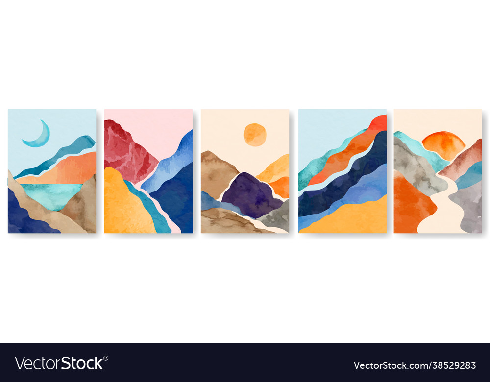 Watercolor landscape poster abstract minimalist Vector Image