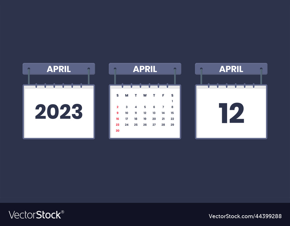 12 april 2023 calendar icon for schedule Vector Image