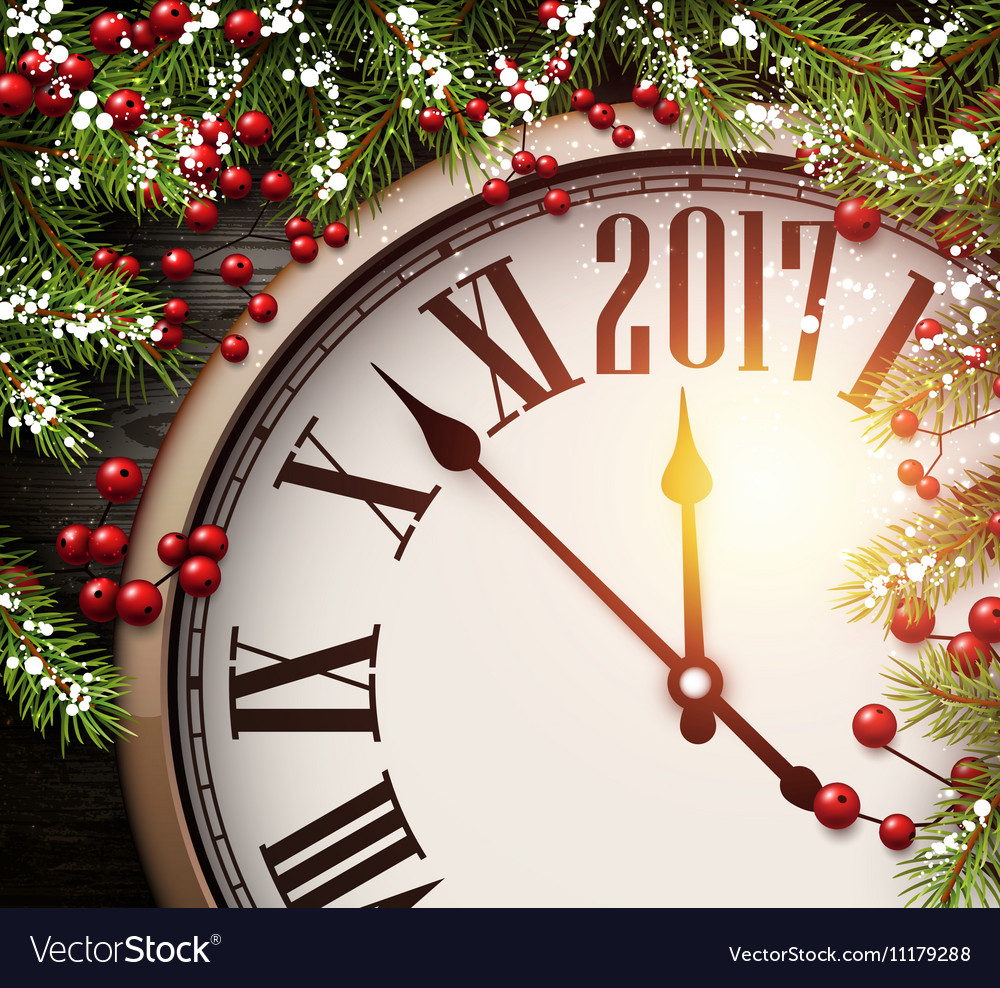 2017 new year background with clock
