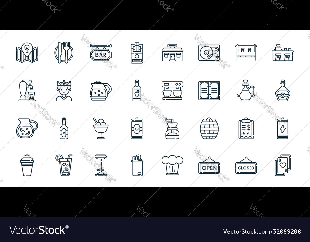 Bar line icons linear set quality vector image Bar line icons linear set quality