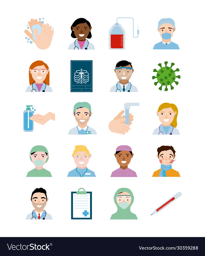 Bundle medical staff set icons