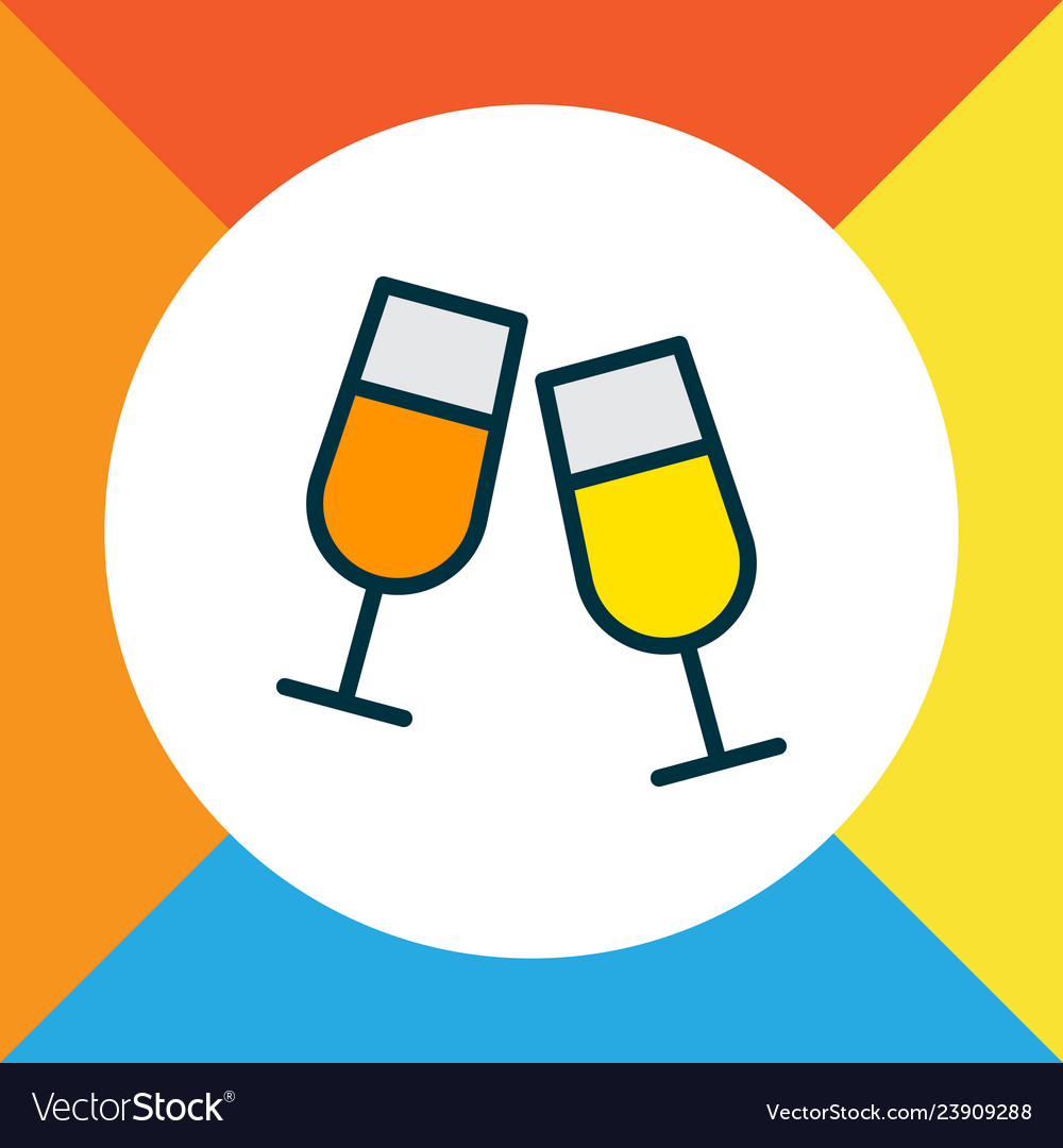 Clink glasses icon colored line symbol premium vector image Clink glasses icon colored line symbol premium