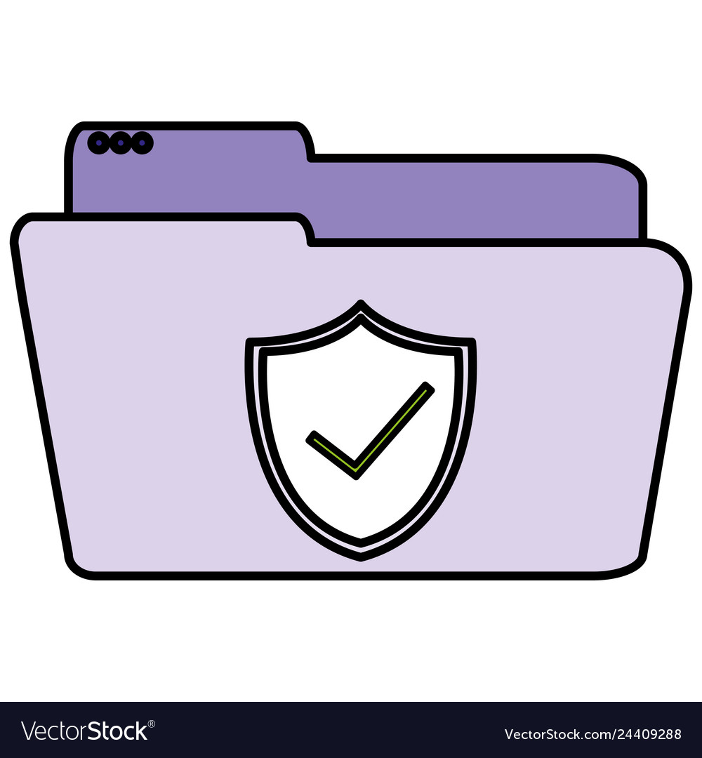 Folder document with shield vector image Folder document with shield