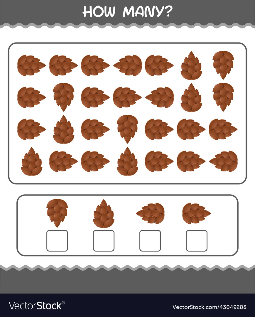 How many cartoon pine cone counting game Vector Image How many cartoon pine cone counting game
