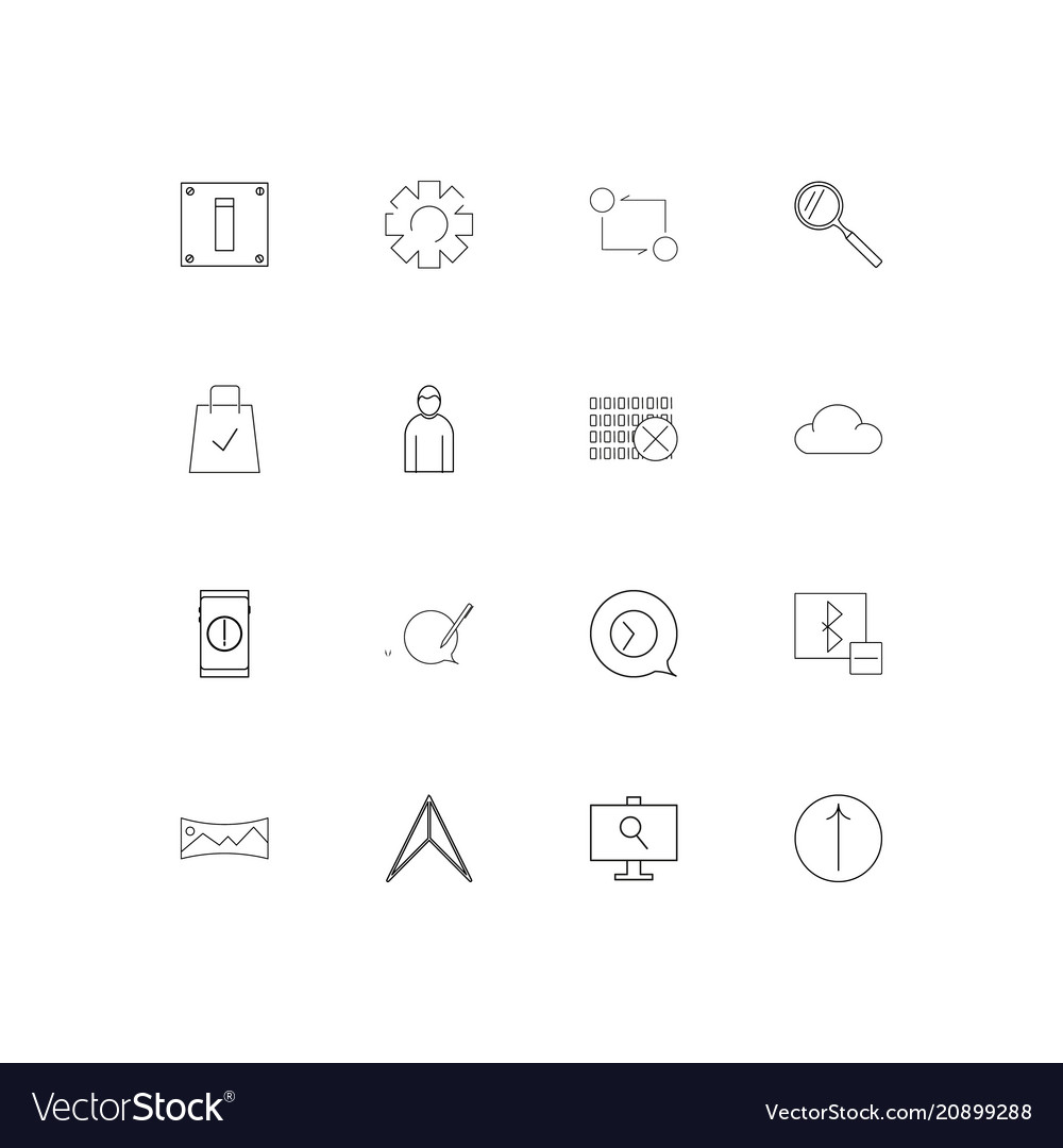 Interface linear thin icons set outlined simple vector image Interface linear thin icons set outlined simple