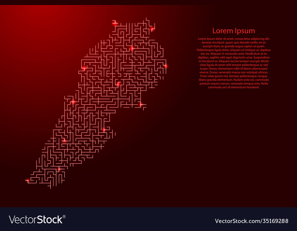 Lebanon map from red pattern maze grid vector image Lebanon map from red pattern maze grid