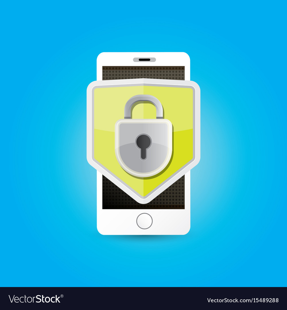 Mobile security app screen with shield and lock