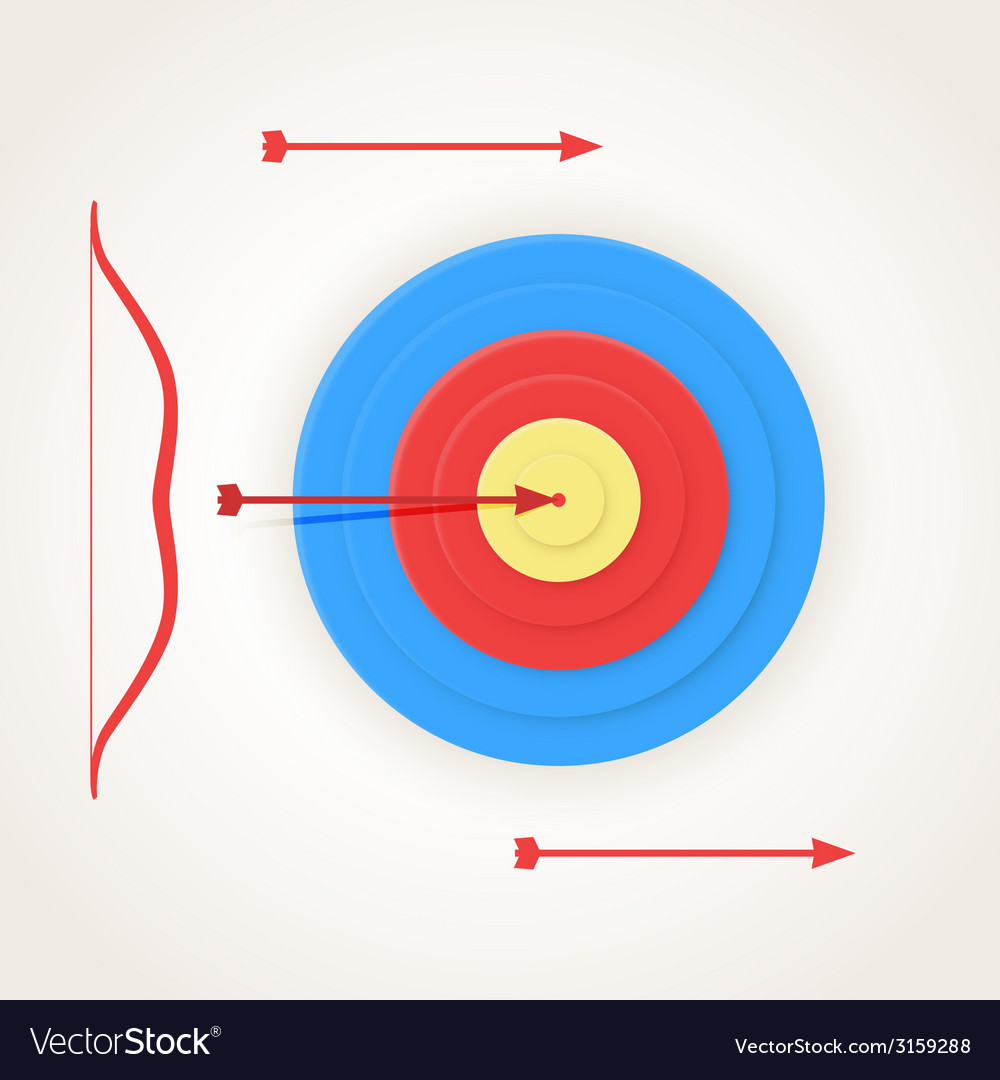 One arrow hits the center of a target