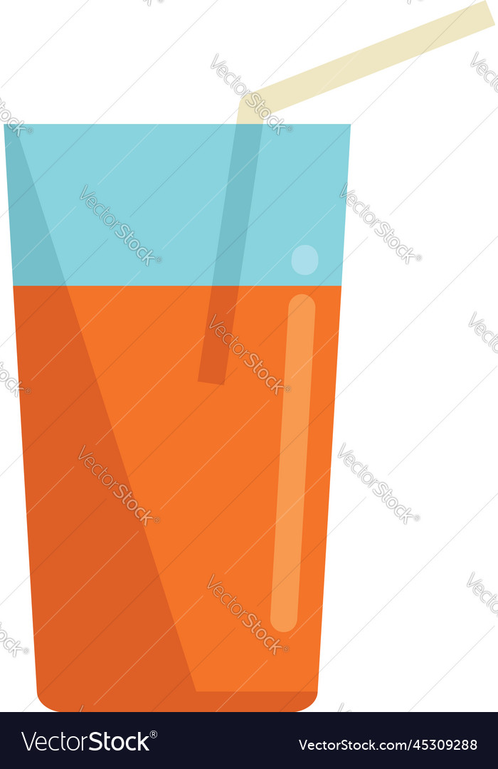 Orange juice glass icon flat diet food Royalty Free Vector