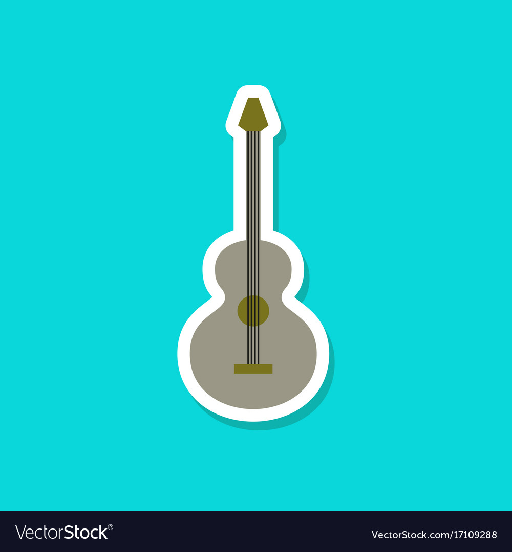 Paper sticker on stylish background guitar Vector Image