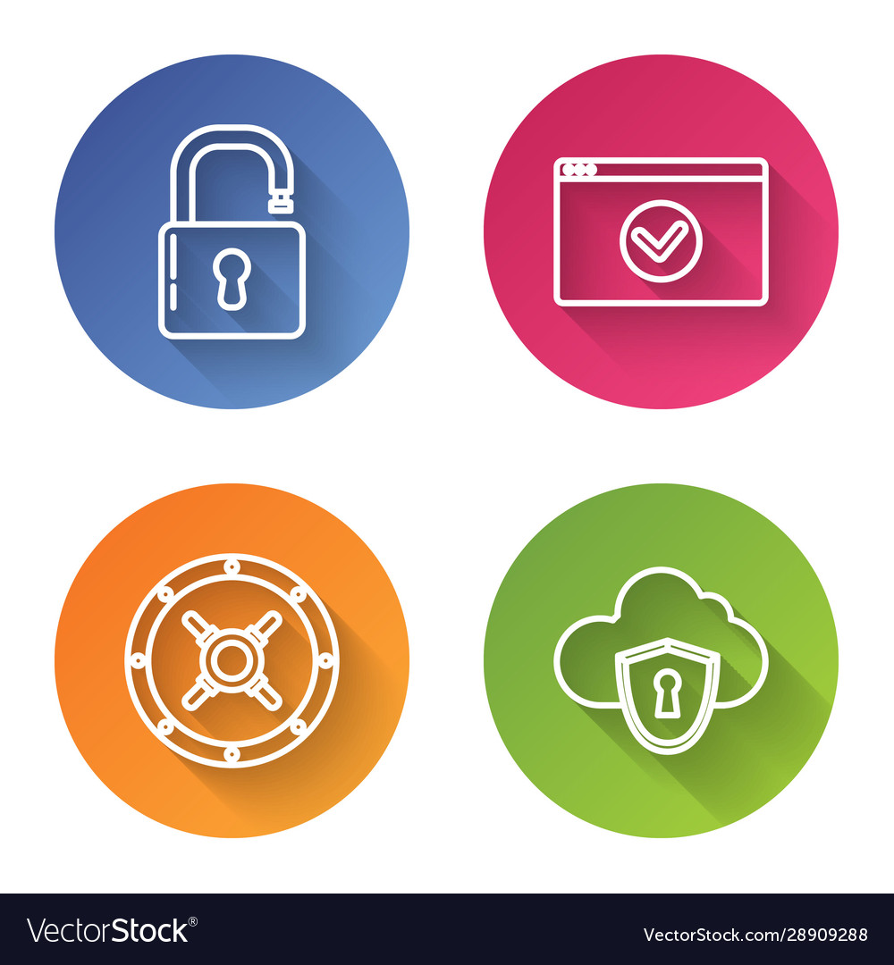 Set line open padlock secure your site vector image Set line open padlock secure your site