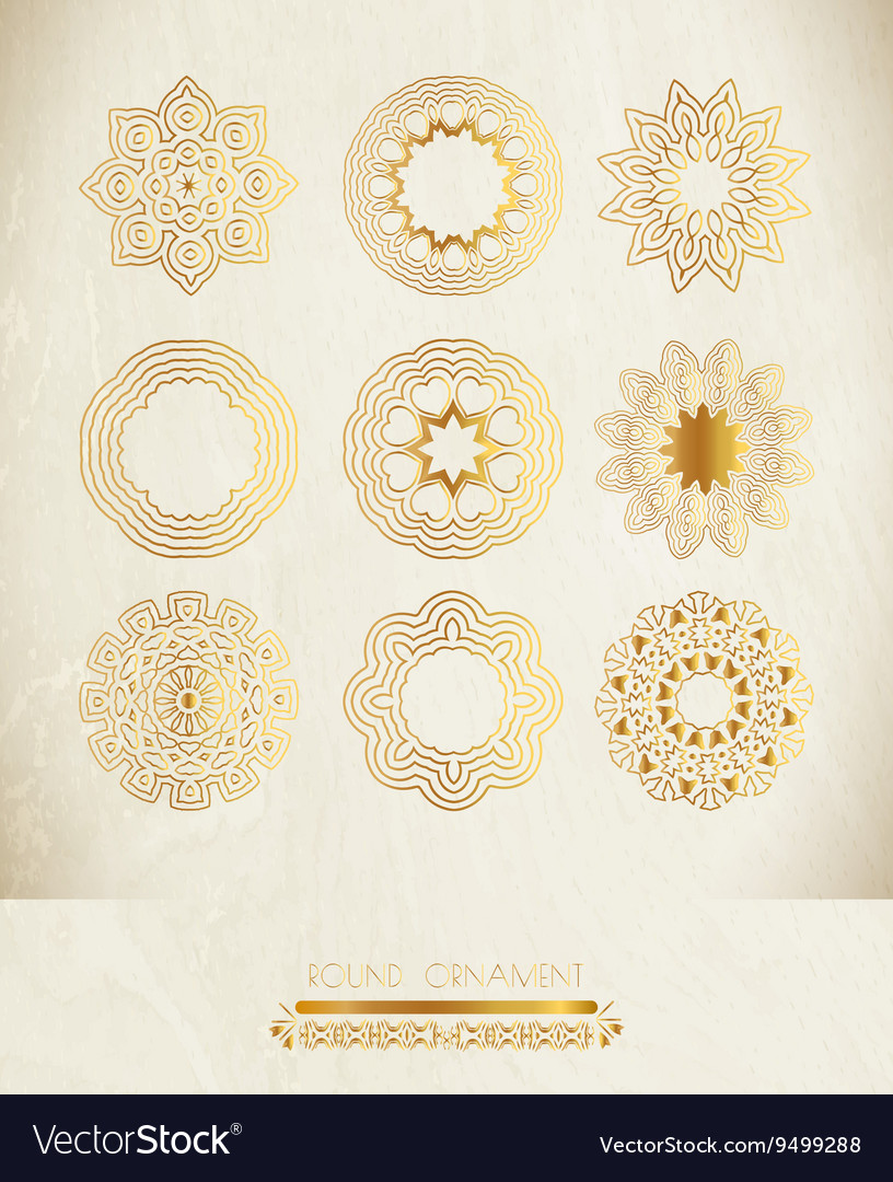 Set of golden round frames