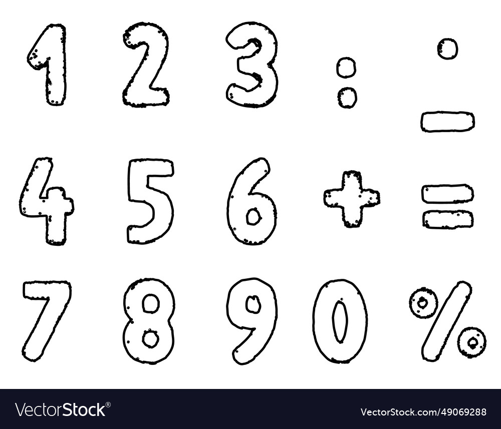 Set of mathematics outline numbers vector image Set of mathematics outline numbers