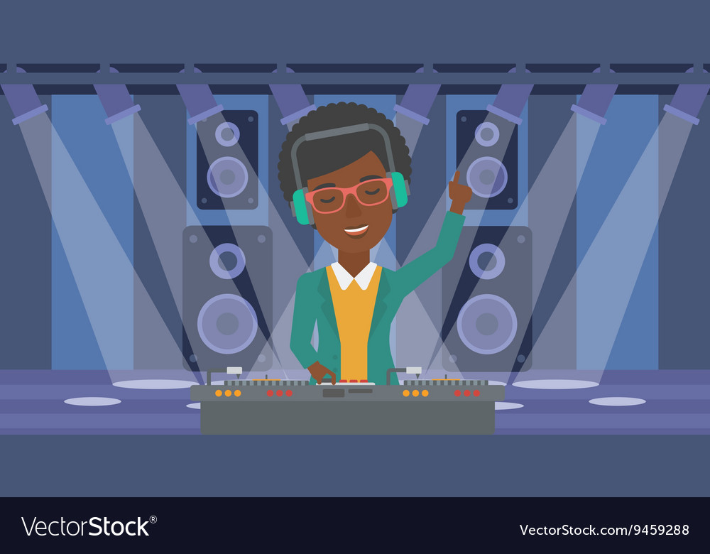 Smiling dj with console