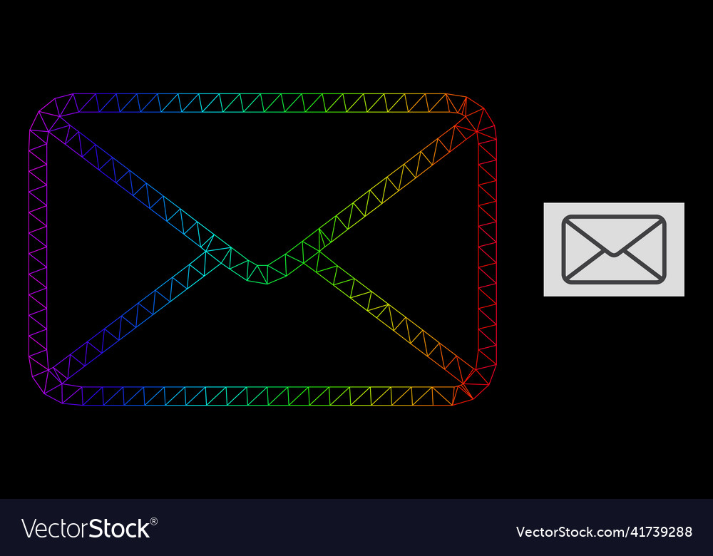 Spectral gradient polygonal network envelope icon vector image Spectral gradient polygonal network envelope icon