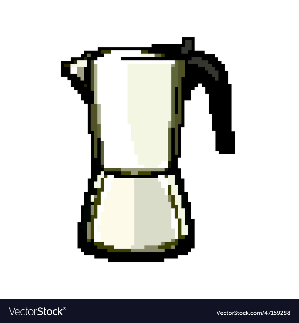 Vintage moka pot coffee game pixel art