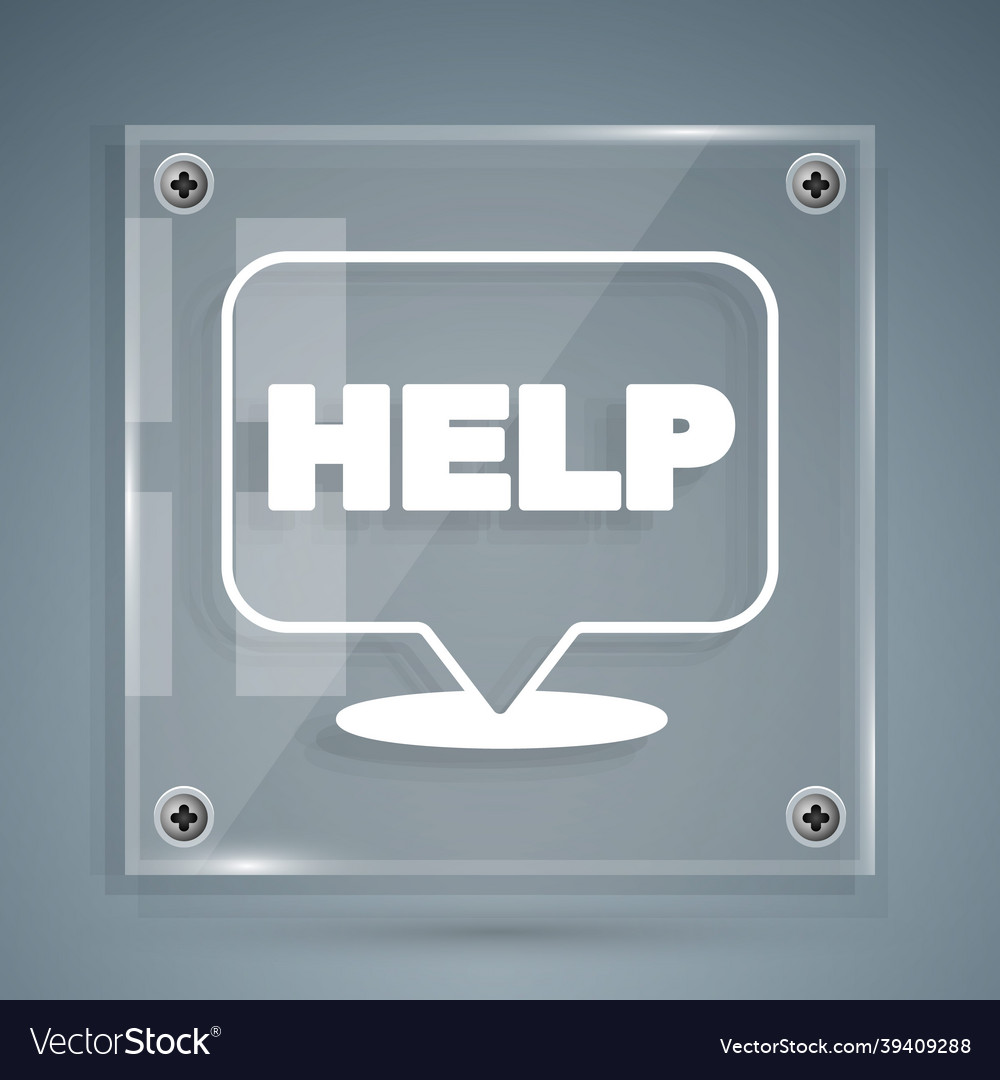 White speech bubble with text help icon isolated
