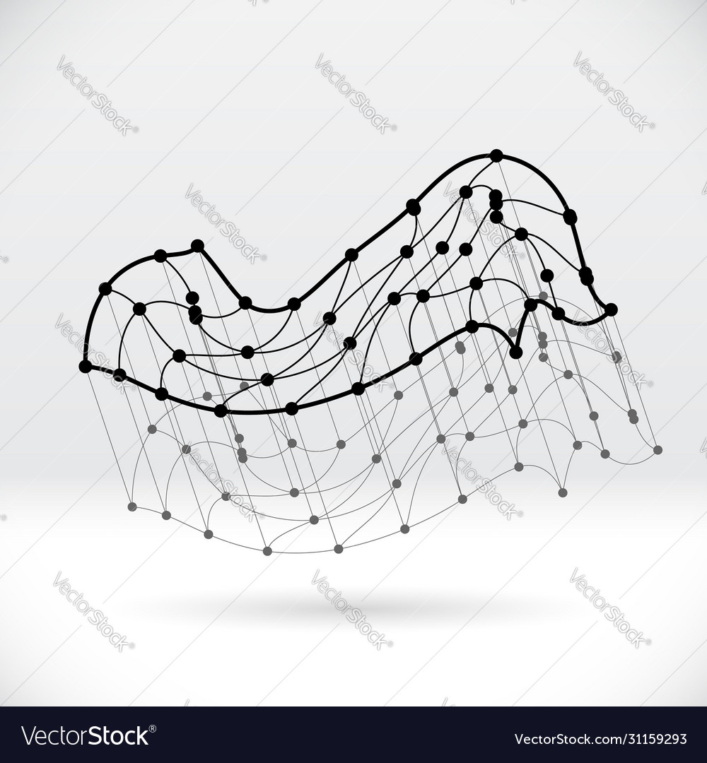 Abstract 3d wireframe shape with connected vector image Abstract 3d wireframe shape with connected
