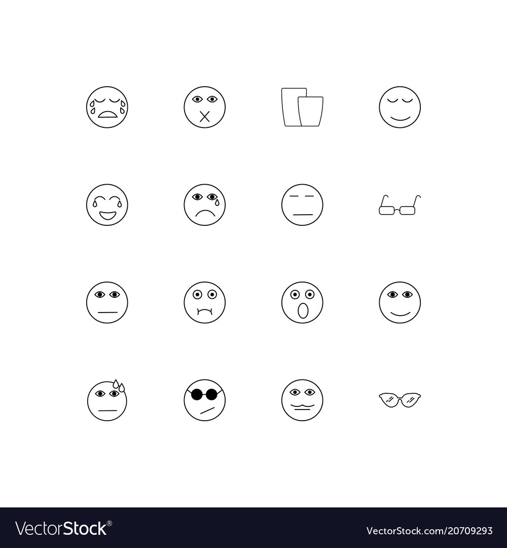 Emoticons simple linear icons set outlined